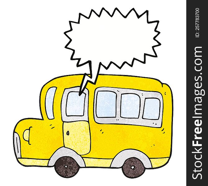 freehand speech bubble textured cartoon yellow school bus
