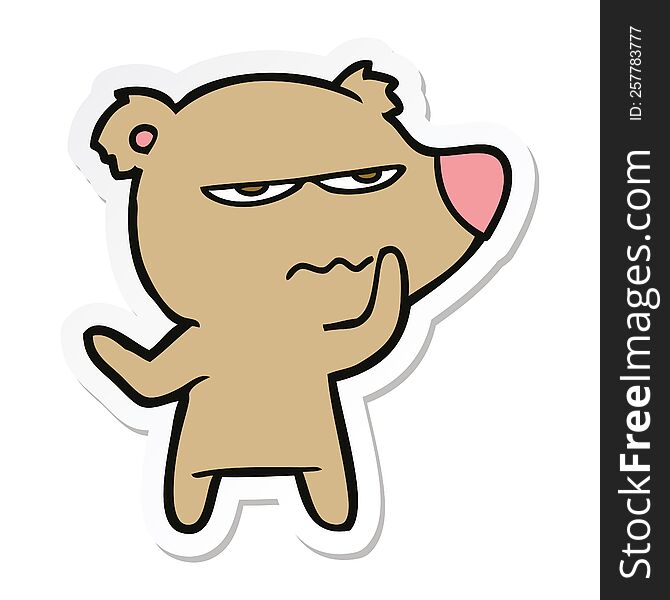 Sticker Of A Angry Bear Cartoon