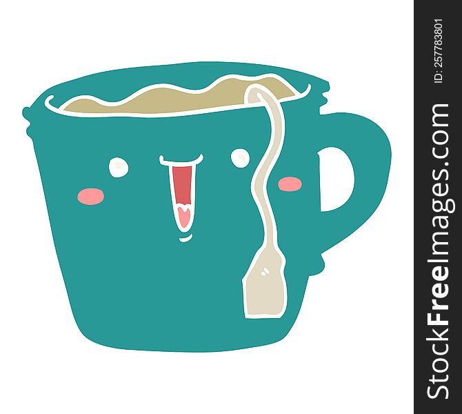 Cute Flat Color Style Cartoon Coffee Cup