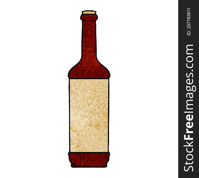 hand drawn quirky cartoon wine bottle. hand drawn quirky cartoon wine bottle