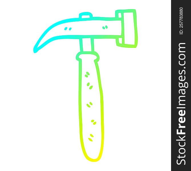 Cold Gradient Line Drawing Cartoon Hammer