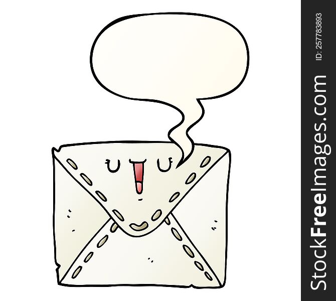 Cartoon Envelope And Speech Bubble In Smooth Gradient Style