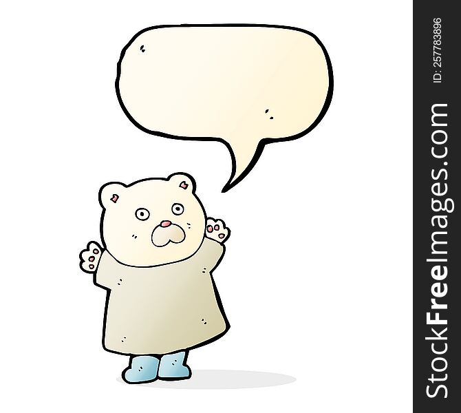 funny cartoon polar bear with speech bubble