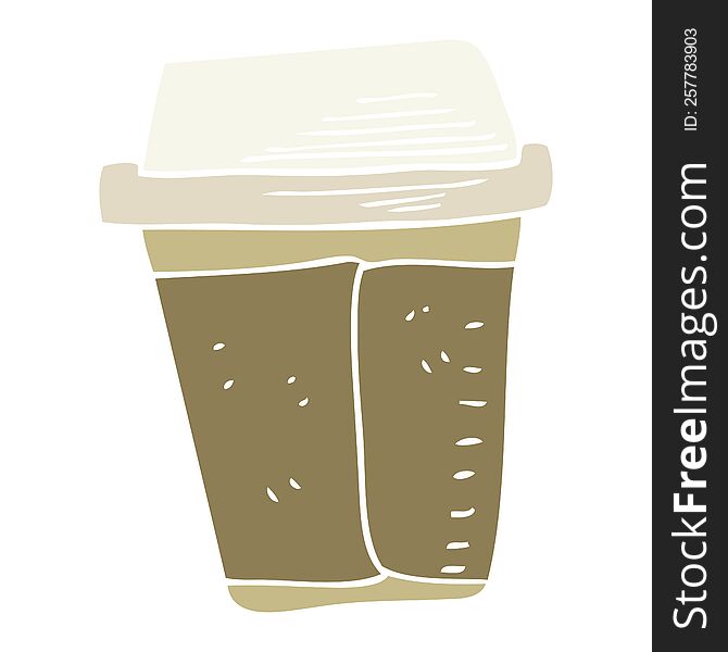 Flat Color Illustration Of A Cartoon Coffee