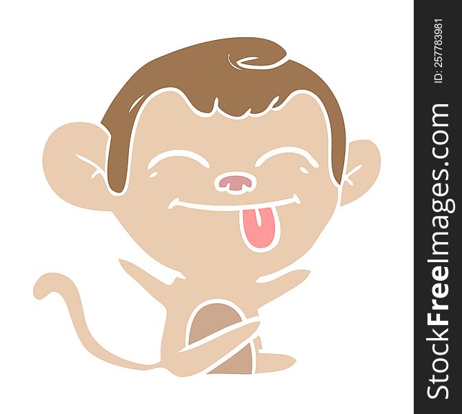Funny Flat Color Style Cartoon Monkey