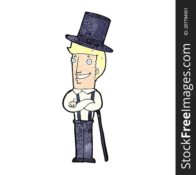 cartoon man wearing top hat