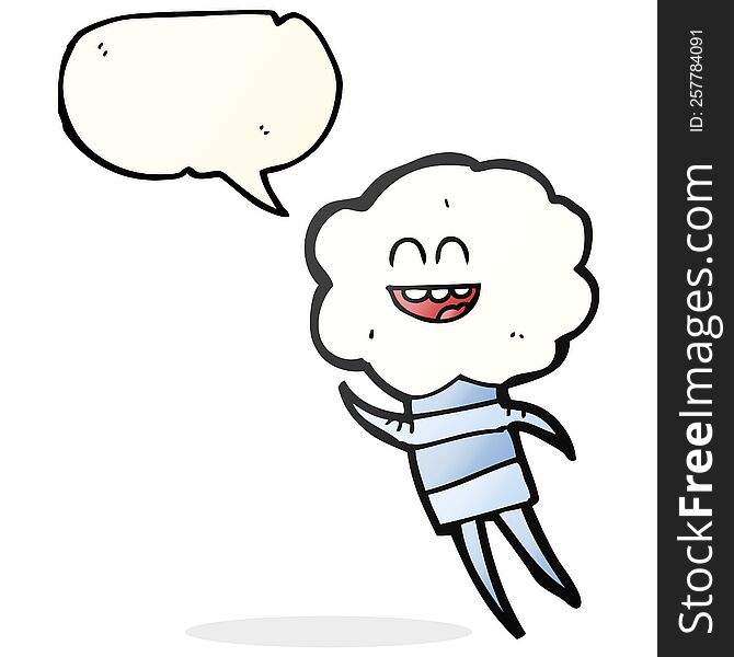 Speech Bubble Cartoon Cute Cloud Head Creature