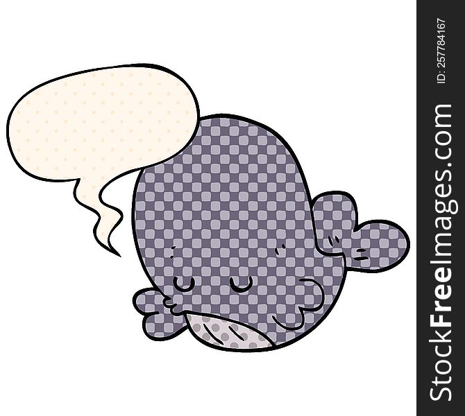 Cartoon Whale And Speech Bubble In Comic Book Style