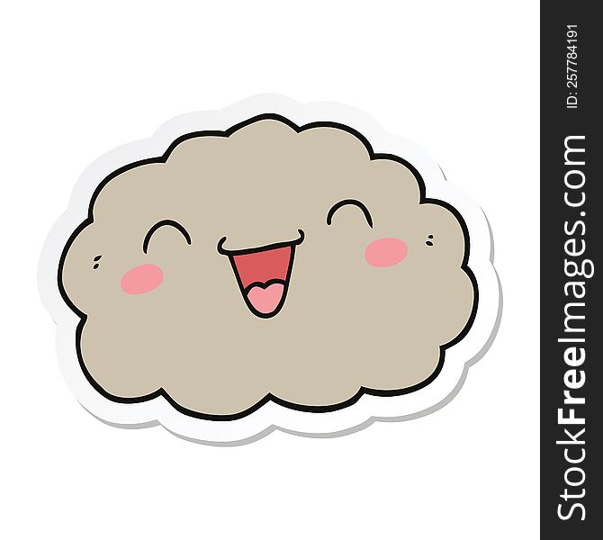 Sticker Of A Happy Cartoon Cloud
