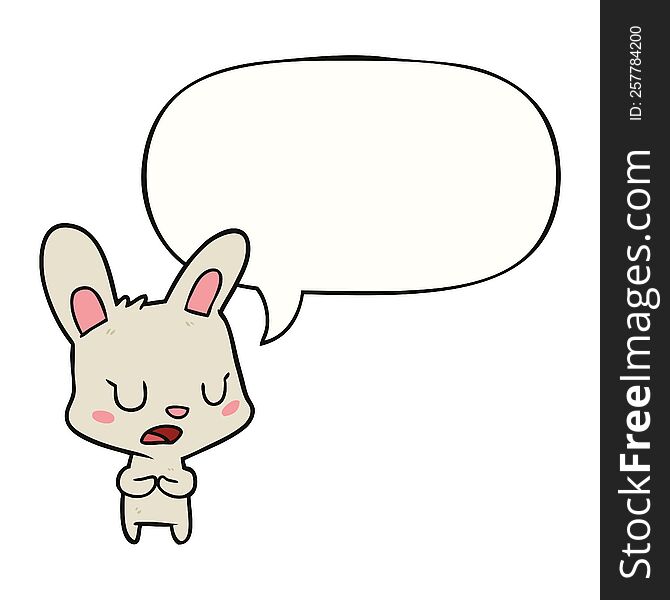 Cartoon Rabbit Talking And Speech Bubble