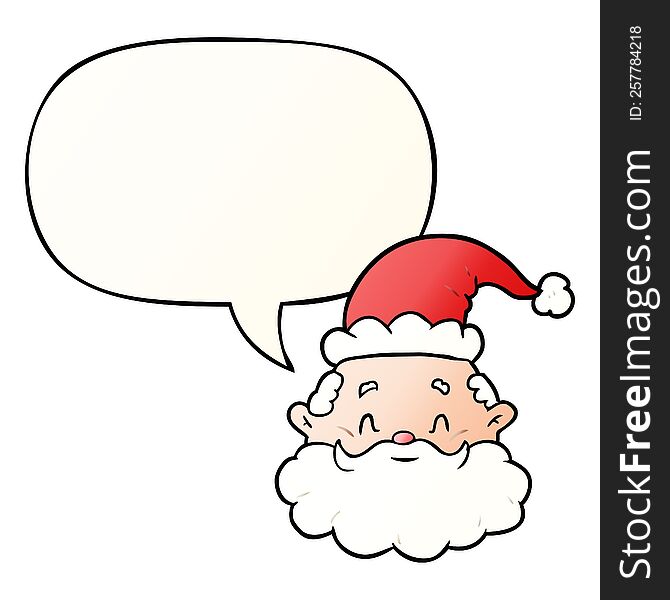 cartoon santa claus face with speech bubble in smooth gradient style