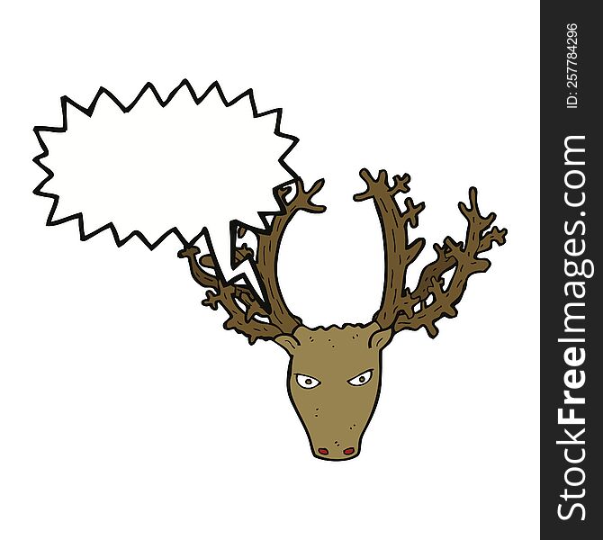 Cartoon Stag Head With Speech Bubble