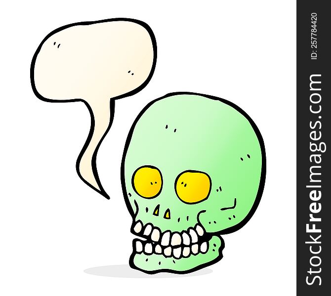 cartoon skull with speech bubble