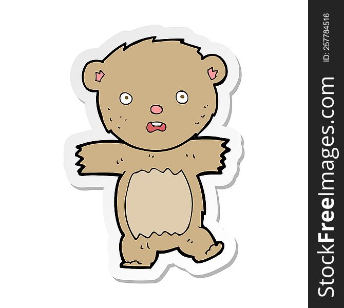 Sticker Of A Cartoon Shocked Teddy Bear