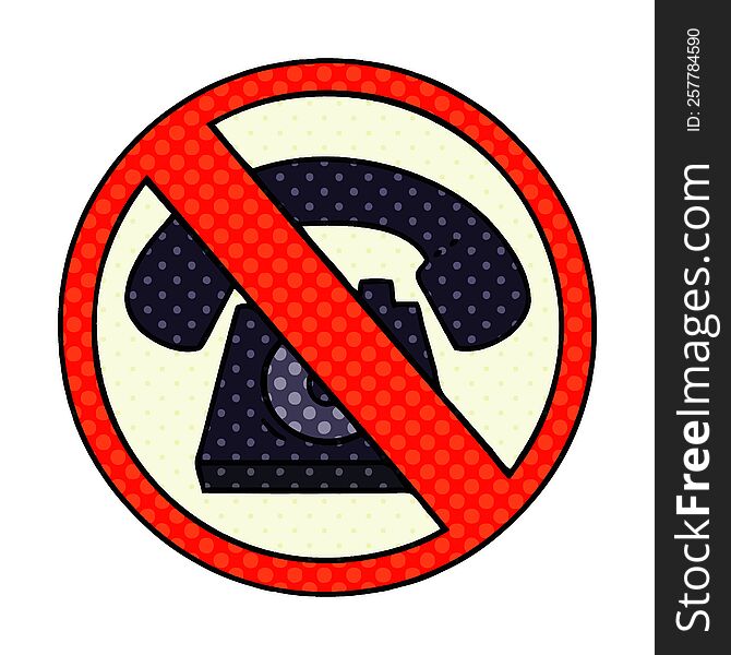 Comic Book Style Cartoon No Phones Allowed Sign