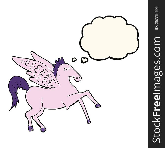 cartoon pegasus with thought bubble