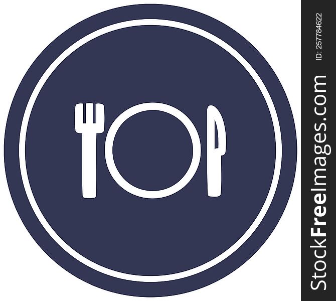 knife fork and plate circular icon