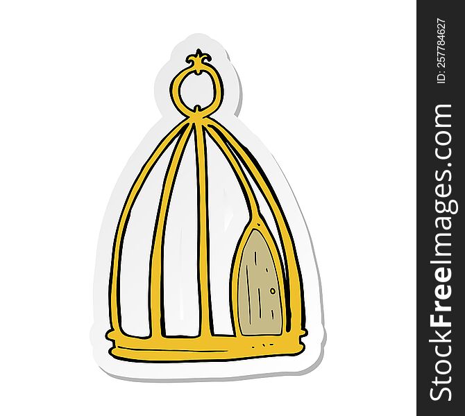 Sticker Of A Cartoon Bird Cage