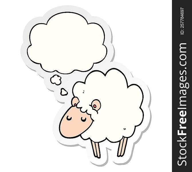 cartoon sheep with thought bubble as a printed sticker