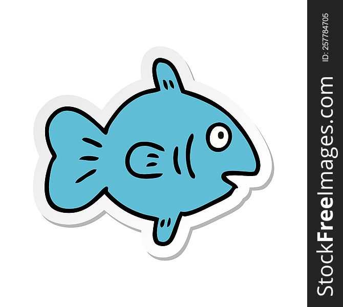 Sticker Cartoon Doodle Of A Marine Fish