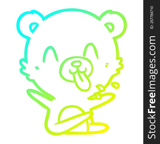 cold gradient line drawing of a rude cartoon polar bear sticking out tongue