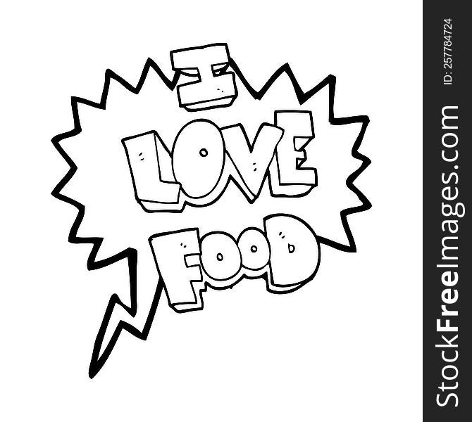 Speech Bubble Cartoon I Love Food Symbol
