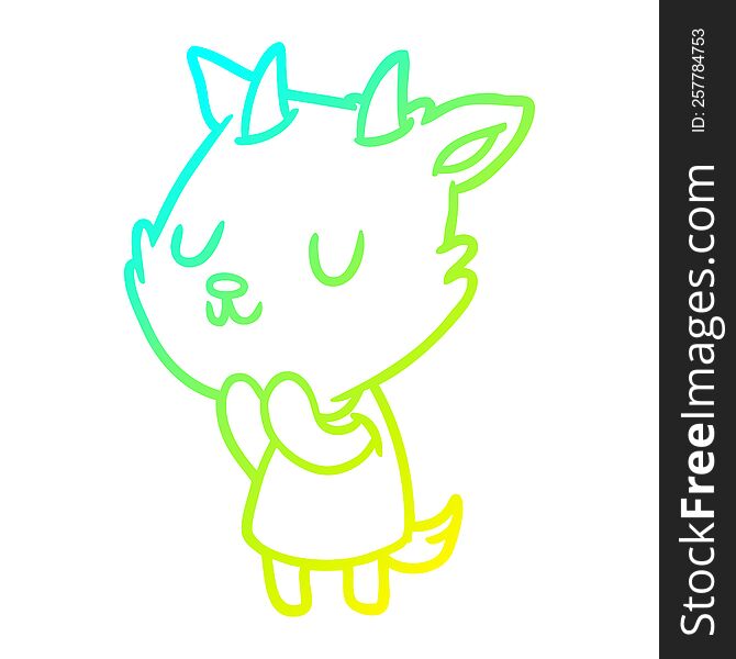 cold gradient line drawing of a cute goat