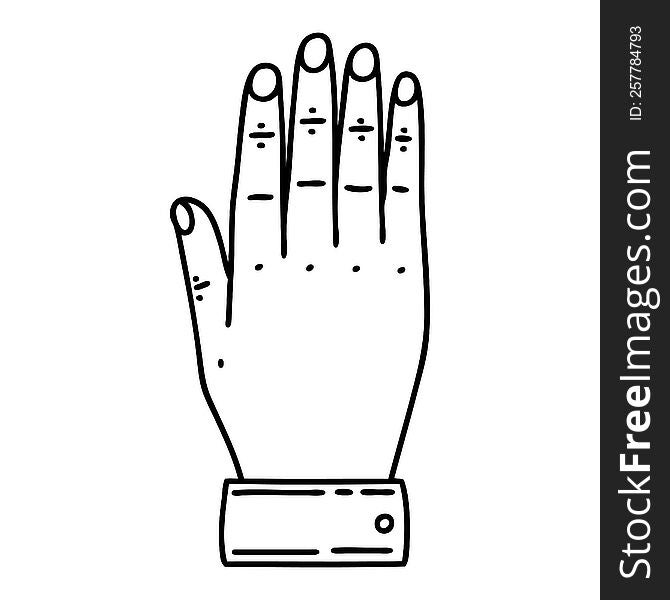 Black Line Tattoo Of A Hand