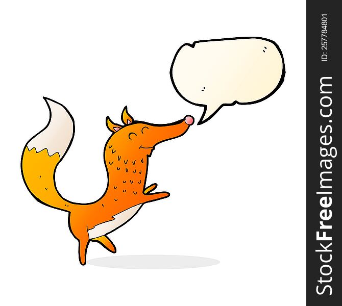 Cartoon Happy Fox With Speech Bubble