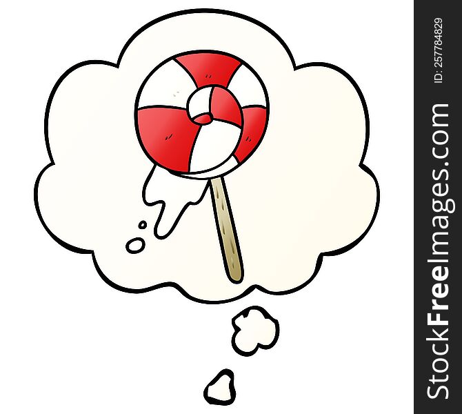 cartoon lollipop with thought bubble in smooth gradient style