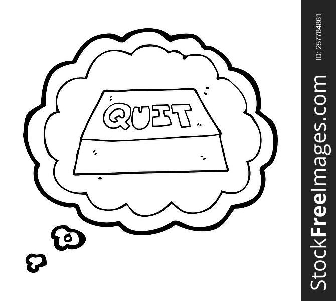 freehand drawn thought bubble cartoon quit button