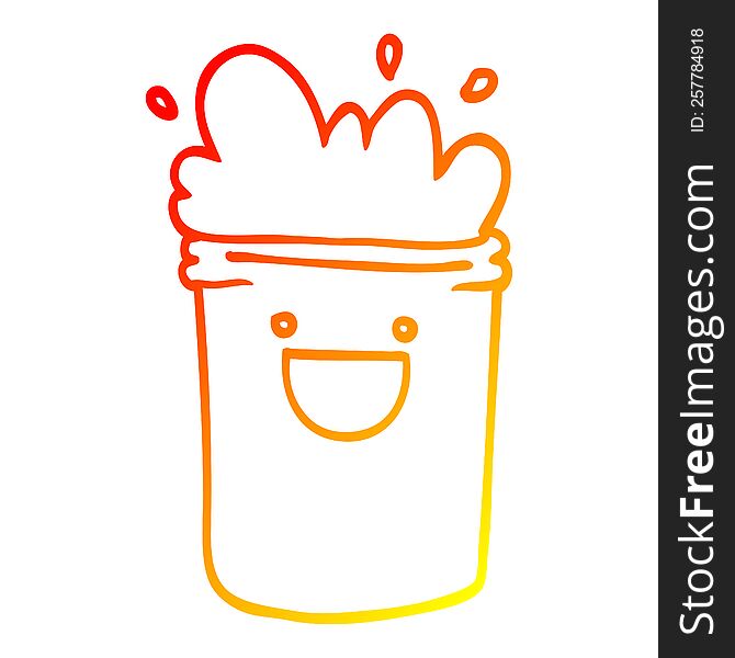 warm gradient line drawing of a cartoon happy drinks