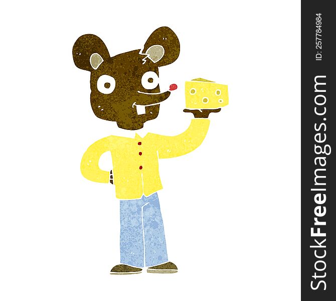 cartoon mouse holding cheese