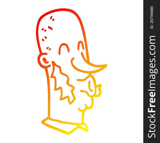 warm gradient line drawing of a cartoon man with side burns