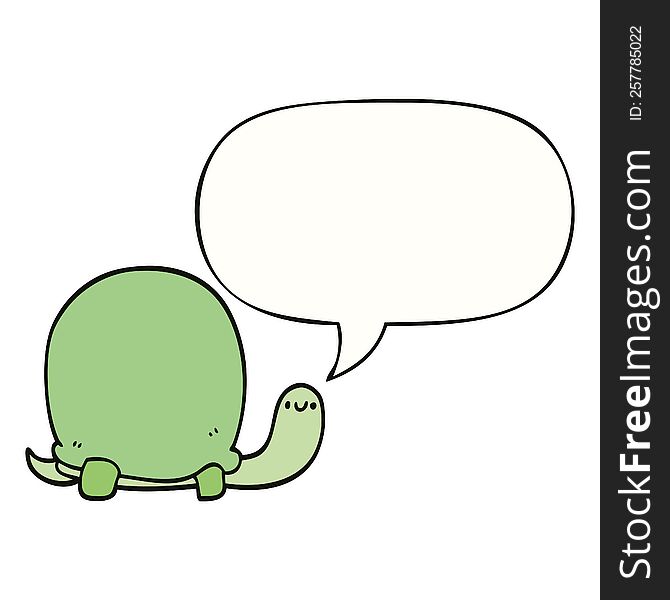 Cute Cartoon Tortoise And Speech Bubble