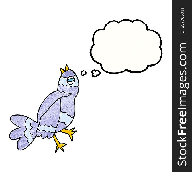 Thought Bubble Textured Cartoon Bird Singing