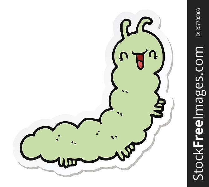sticker of a cartoon caterpillar