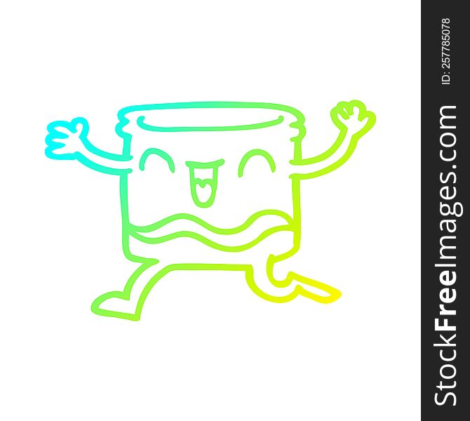 cold gradient line drawing of a cartoon happy tumbler