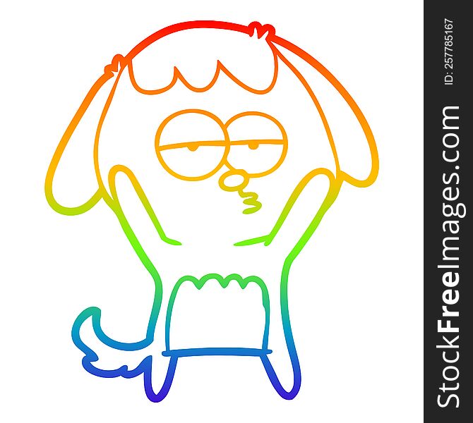 Rainbow Gradient Line Drawing Cartoon Bored Dog