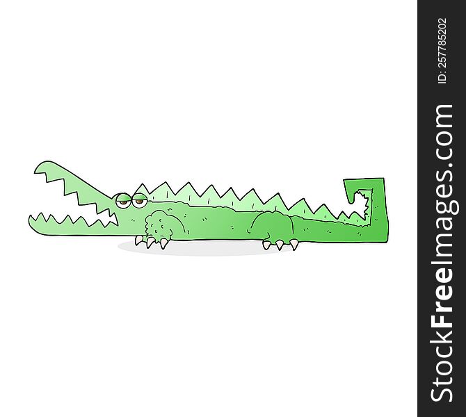 freehand drawn cartoon crocodile