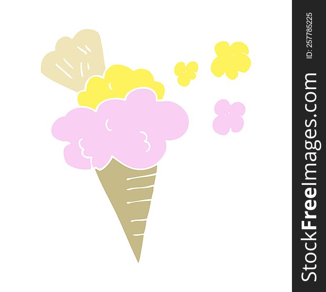 Flat Color Illustration Of A Cartoon Ice Cream