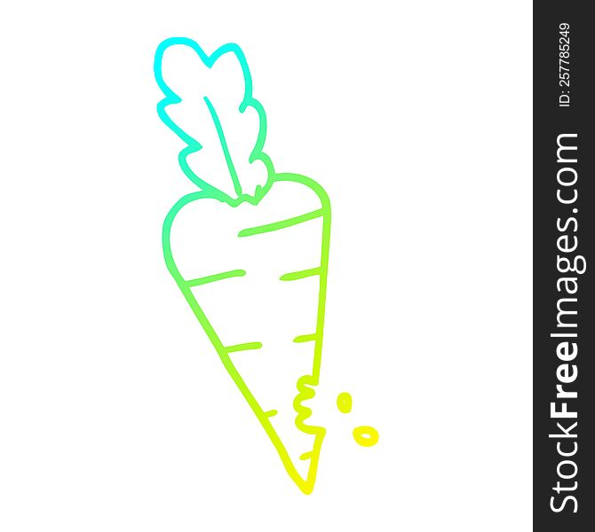 Cold Gradient Line Drawing Cartoon Carrot With Bite Marks