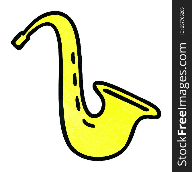 retro grunge texture cartoon of a musical saxophone