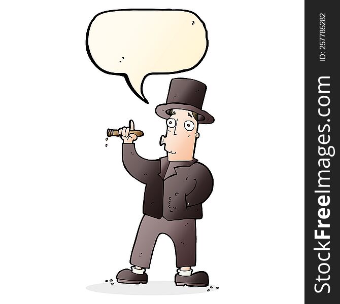 cartoon smoking gentleman with speech bubble