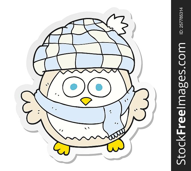 Sticker Of A Cartoon Cute Little Owl