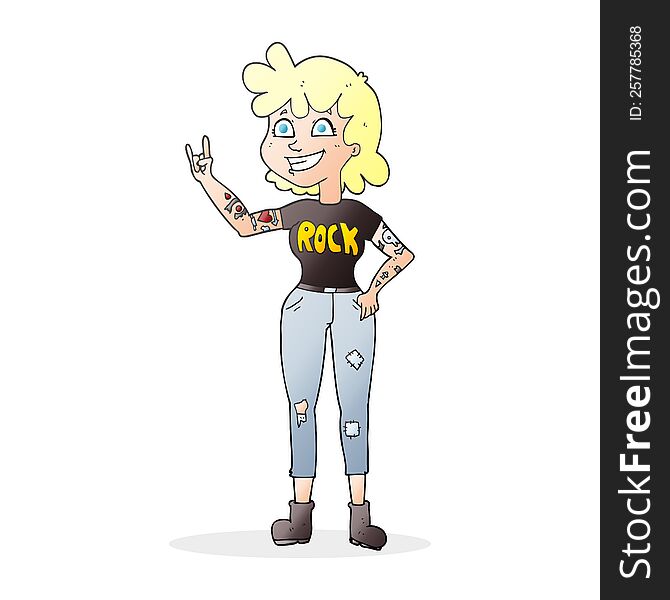 freehand drawn cartoon rock girl