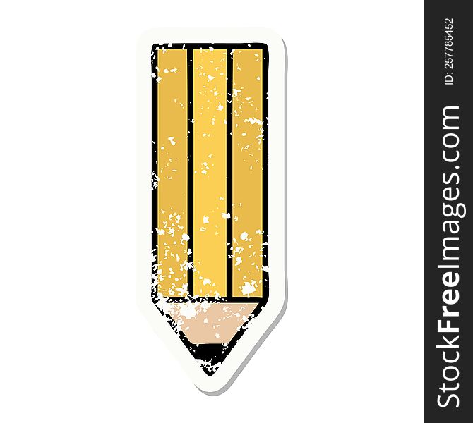 distressed sticker tattoo in traditional style of a pencil. distressed sticker tattoo in traditional style of a pencil