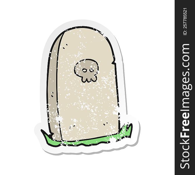 Retro Distressed Sticker Of A Cartoon Grave