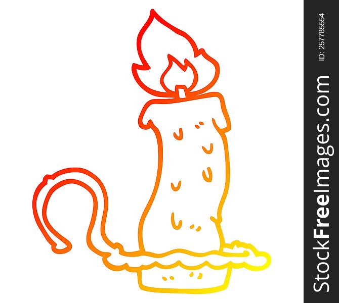 warm gradient line drawing of a cartoon burning halloween candle