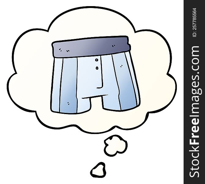 cartoon boxer shorts with thought bubble in smooth gradient style